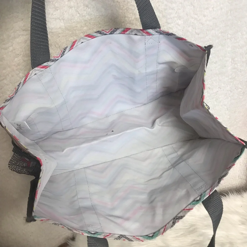 thirty-one Chevron Multi-Color Tote with Gray Trim and Handles